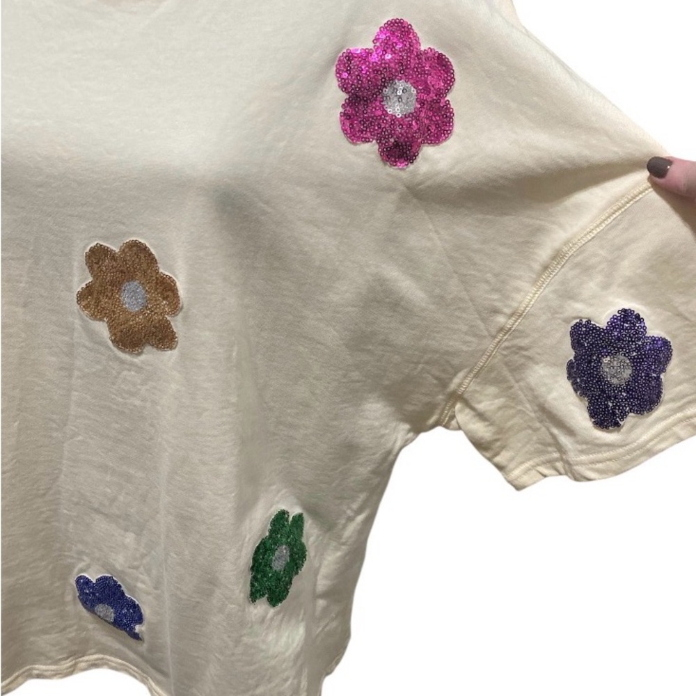 Peach Love Sequin Floral Top - Picture 4 of 6